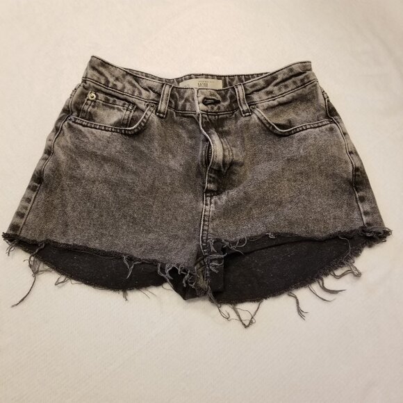 Topshop W28 Cut Off Distressed Black/Grey Denim Shorts High Waisted Women Jorts - Picture 6 of 8